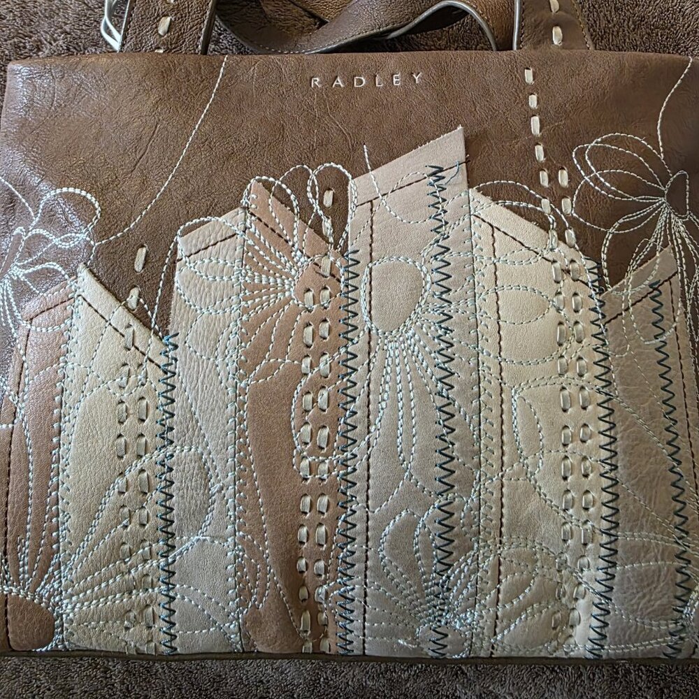 Radley London Rare Leather Tote | Embroidered Patchwork Floral | UK - Picture 15 of 16